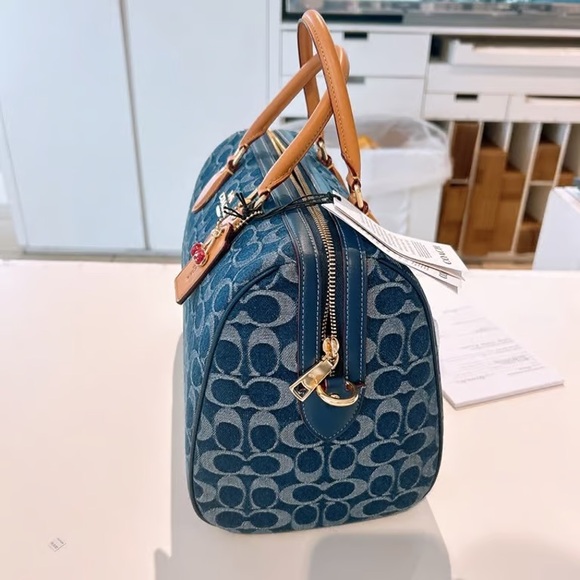 Coach Rowan Satchel Bag In Signature Denim Canvas NWT CY699 - Picture 3 of 6